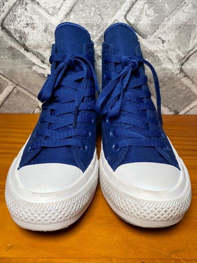Boys Converse All Star Chuck Taylor II Lunarlon Blue Hi Top Trainers UK3.5 EU36