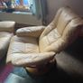 Ekornes Stressless Beige Leather 3-Seater Recliner Sofa Matching Armchair Made in Norway Image 6