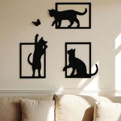 Playful Cats & Butterfly  Wall Decor Set