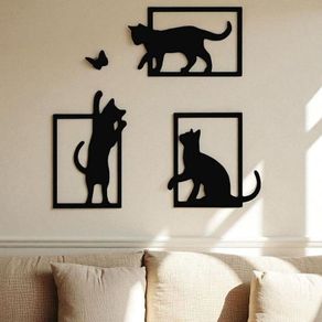 Playful Cats & Butterfly  Wall Decor Set