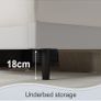 Double Bed Frame, White, Upholstered Wooden Slat Bed Frame with Headboard Image 5