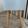 1 Drawer Wooden Nightstand with Round Tapered Legs, Blue and Brown Image 5