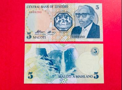 Lesotho  5 Maloti  1989   ( uncirculated ) Pick  10a