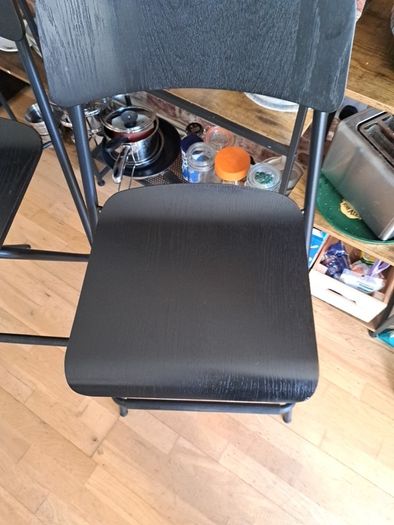 4x Folding Bar Stools Black Industrial Kitchen Dining High Stools