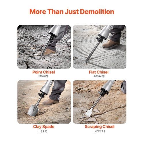 Demolition Jack Hammer Concrete Breaker 2200W Electric Hammer 4 Chisel Bits