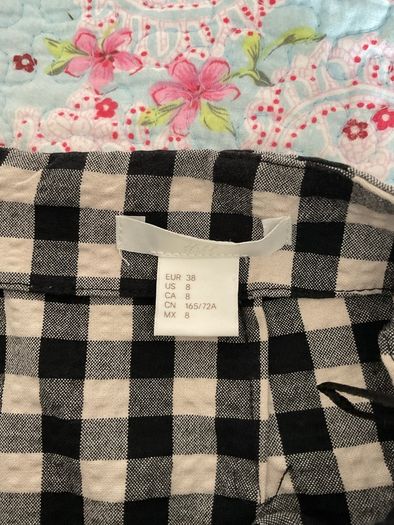 skirt H&M gingham size 38 (10) frill place & cream skirt