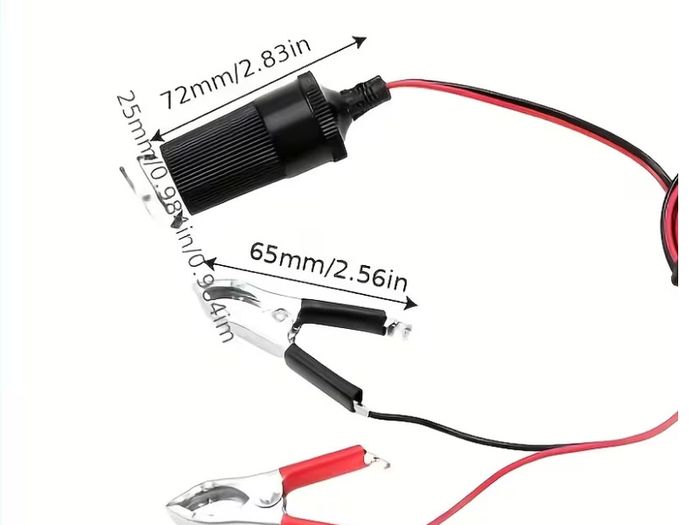 12V Battery for alligator Clips to Cigarette Lighter Socket Adapter Cable, Emergency Direct Power Cord for Car Tire Inflator, Cooler, Vacuum, Universal for All 12V Vehicles,