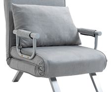 Suedette Adjustable Back Futon Sofa Chair - Grey
