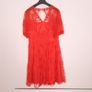 Monsoon Bright Coral Orange Embroidered Mesh Cut-Out Back Midi Dress 18UK/46EU Image 2