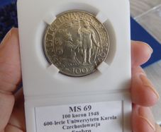 Czechoslovakia 1948 100 silver Korun.600th Anniversary of Charles University.