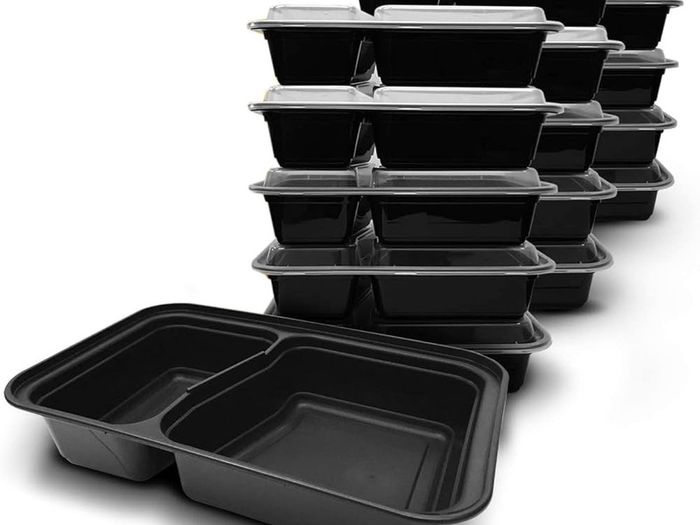 NEW SALE | [10 Pack, 32oz] 2 Compartment Plastic Meal Prep Containers - Reusable BPA Free Food Containers