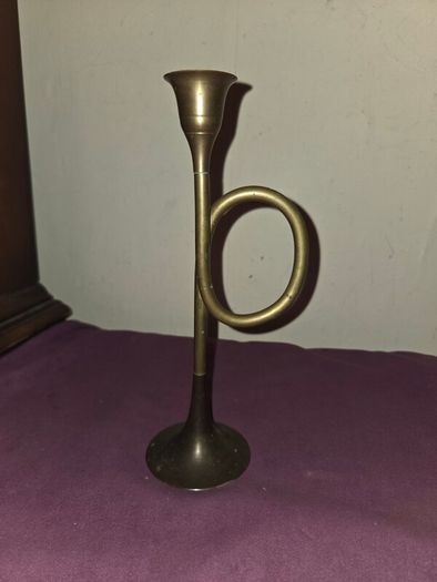 Vintage Brass Horn Candle Holder