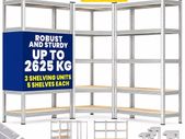 Set of 3 Heavy Duty Corner Shelving Units 2625kg Capacity