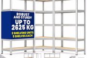 Set of 3 Heavy Duty Corner Shelving Units 2625kg Capacity