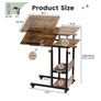 c shaped side table, sofa table with Charging Station, Adjustable Height, c table end table with Storage Space for Living Room, Bedroom, Small Space, Rustic Brown Image 2