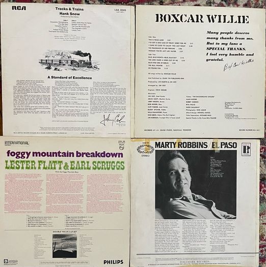 Hank Snow Boxcar Willie Marty robins 4  country and western music vinyl records