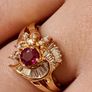 Ruby & diamond ring yellow gold Image 7