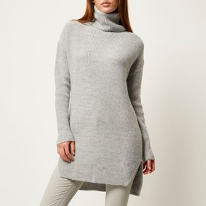 River Island Grey Knitted Cowl Neck Jumper Dress Size Uk12/14 Eu40/42 Postage Included