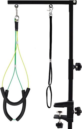 Foldable Pet Grooming Arm with Clamp, Dog Grooming Loop Noose & Two No Sit Haunch Holder, 35.5" Height Adjustment Grooming Arm for Large and Small Dogs (FREE POSTAGE)