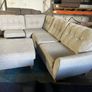 Grey corner sofa with matching footstool Image 5