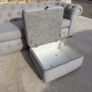 Beautiful grey chesterfield sofa & storage pouffe Image 4