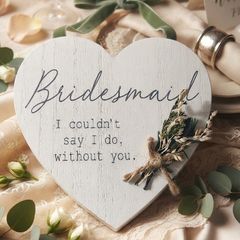"Bridesmaid - I couldn't say I do, without you." Heart Plaque