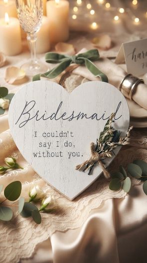 "Bridesmaid - I couldn't say I do, without you." Heart Plaque