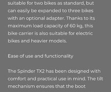 Tow bar mounted bike carrier