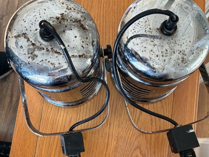Pair of Vintage Industrial Chrome Spotlights