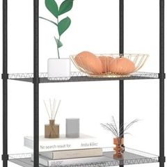 5 Tier Shelving Unit, VOONEEN Metal Shelving Unit Free Standing Small Storage Rack with 4 Hooks, Wire Organisation Racking Shelves for For Pantry Kitchen Bathroom Office,45x30x120 CM (BLACK 5TIER)