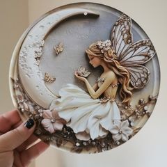 Beautiful Moon Fairy House Decoration - lovely gift + matching fairy lights available
