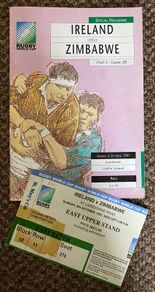 Very Rare 1991 Ireland v Zimbabwe - Rugby World Cup Pool 2 Programme & Match Ticket