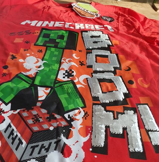 New Tags Minecraft  Tshirt Fantastic Reverse Sequin Boy/girl  Age 12/13 Yrs