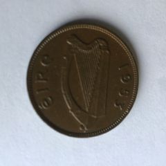 Irish Pre Decimal Halfpenny 1953