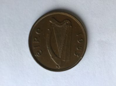 Irish Pre Decimal Halfpenny 1953