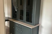 Dark green &amp; birch kitchen cabinet