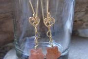 Sunstone earrings,Gold earrings, Gemstone earrings,Gift