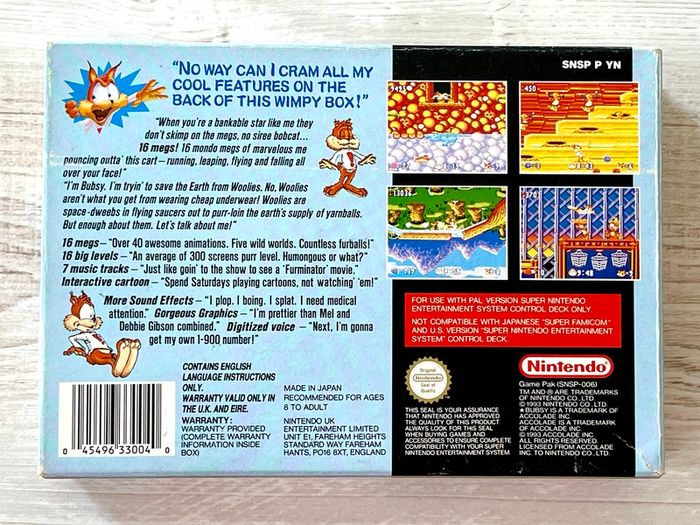 Bubsy for Nintendo SNES Boxed