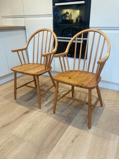 Vintage Chairs x 2 - Windsor-style - Carver Armchairs