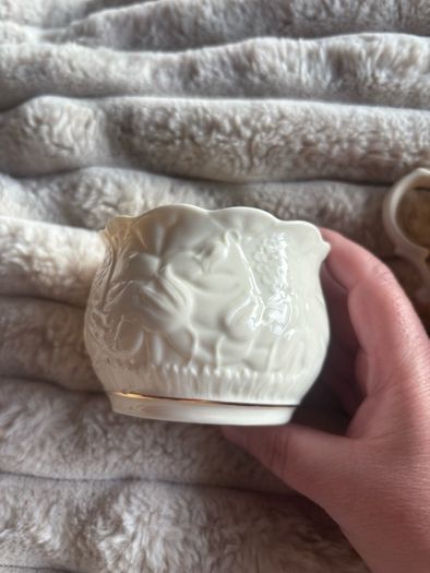 Vintage Belleek Serenity Cream & Sugar Set - Gold Trim Fine Parian China