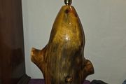 Large Hand Carved Wooden Tree Trunk Lamp - Working