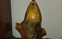 Large Hand Carved Wooden Tree Trunk Lamp - Working