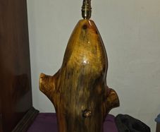 Large Hand Carved Wooden Tree Trunk Lamp - Working