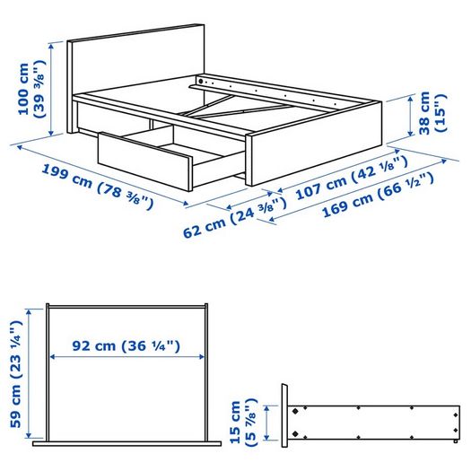 Ikea Malm single bed with storage