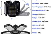 2 Pack Garage Light, 150W LED Garage Lighting with 5 Adjustable Panels, 15000LM Deformable E27 LED Garage Ceiling Lighting, Ultra Bright LED Garage Lights for Garage Workshop Warehouse