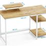 Office Desk with Monitor Stand,100cm Computer Desk with Reversible Storage Shelves,Study Desk for Home and Small Spaces,Oak Image 4