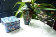 Vintage Chinese Cloisonne and Enamel Collection. Vase, Bowl and Trinket Box