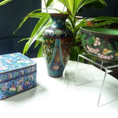 Vintage Chinese Cloisonne and Enamel Collection. Vase, Bowl and Trinket Box
