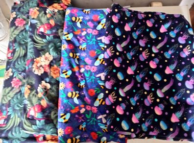 Four Pieces of Stretchy Colourful Fabric