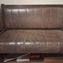 Vintage Solid Wood pub Leather Bench Seat Perfect for Bar or Man Cave Image 2
